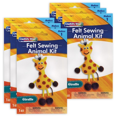 Creativity Street Felt Sewing Animal Kit, Giraffe, 6'' x 11'' x 0.75'', 6PK PAC5703
